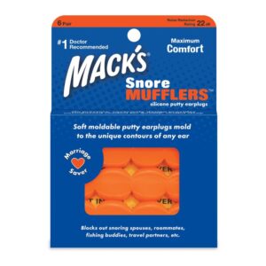 MACK’S #2866 SNORE MUFFLERS 6 PAIRS SILICON