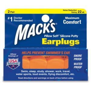 MACK’S #6 EAR PLUGS ORANGE 2 PAIRS (PILLOW SOFT SILICON)