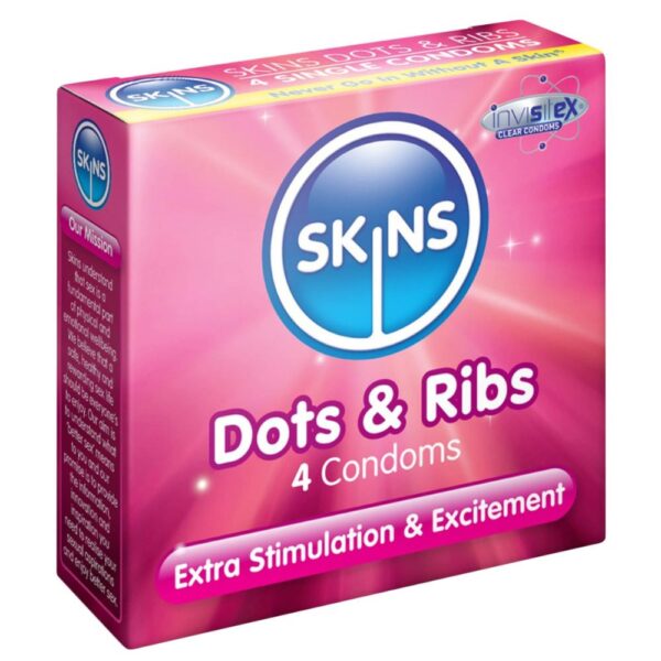 SKINS DOTS AND RIBS CONDOMS 4S