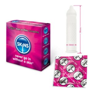 SKINS DOTS AND RIBS CONDOMS 4S
